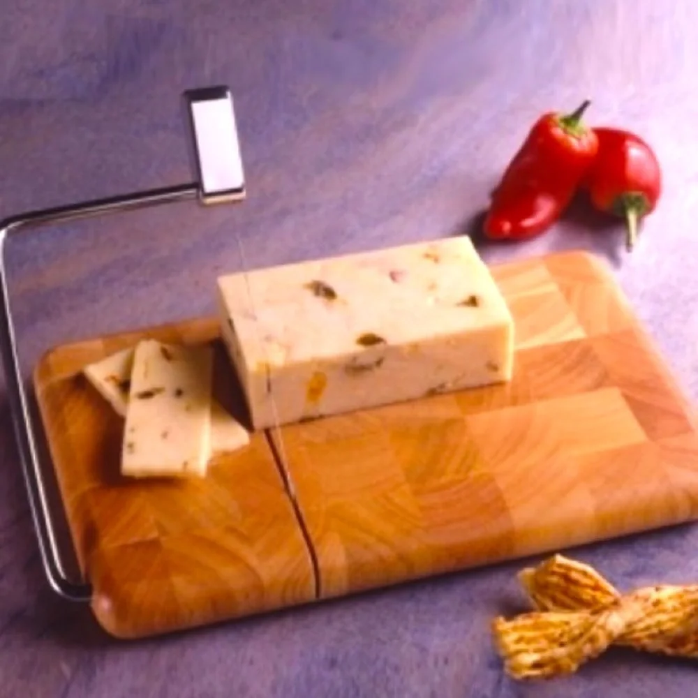 NWOT CRATE&BARREL Teak Serving Tray & Beechwood Cheese Slicer Set
